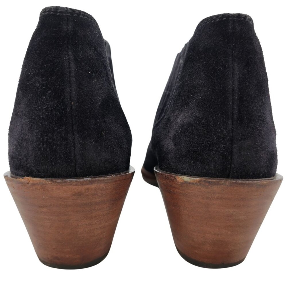 Tod's Italy Tex Black Suede Ankle Booties Women 6.5 Chunky Heel Dress Shoes 37.5 - Picture 6 of 12